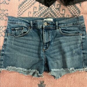 LOFT Blue Jean Shorts with Vintage Look and Frayed Hem